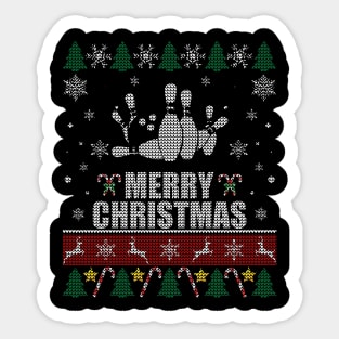 Bowling Ball And Pins Christmas Sticker